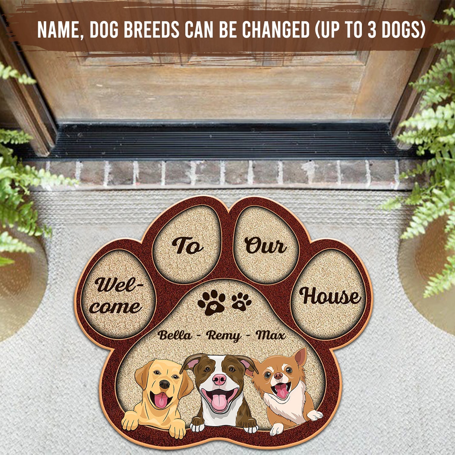 Welcome To My House Love Dogs Personalized Shaped Door Mat Dog