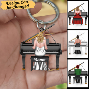 Elegant girl Personalized Piano Player Acrylic Keychain