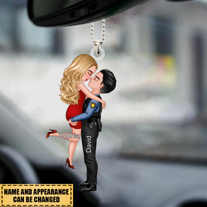 Personalized Car Ornament, Couple Portrait Police Officer Gifts by Occupation