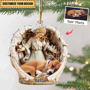 Sleeping Pet Within Angel Wings - Dog Ornament - Dog Lover Gifts - Custom Ornament from Photo