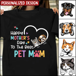 Happy mother's day to the best pet mom Cute Cat Kitten Dog Puppy Pet Personalized T-shirt