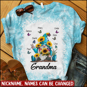 Sunflower Dwarf Butterflies Grandma With Grankids Personalized 3D T-shirt