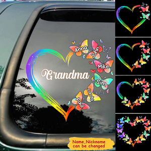 Personalized Grandma Mom Heart Butterflies Mother's Day Best Gift Decal