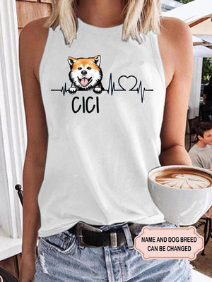 Women's Heartbeat Dog Personalized Custom Tank Top