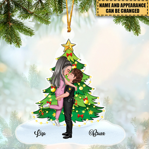 Personalized Couple Portrait, Firefighter, Nurse, Police Officer, Teacher, Gifts by Occupation Christmas Tree Christmas Ornament