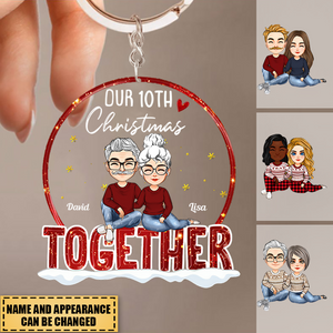 Our 10th Christmas Together - Personalized Love Shaped Keychain