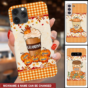 Grandma Mom Pumpkin Spice Latte Fall Season Personalized Phone Case