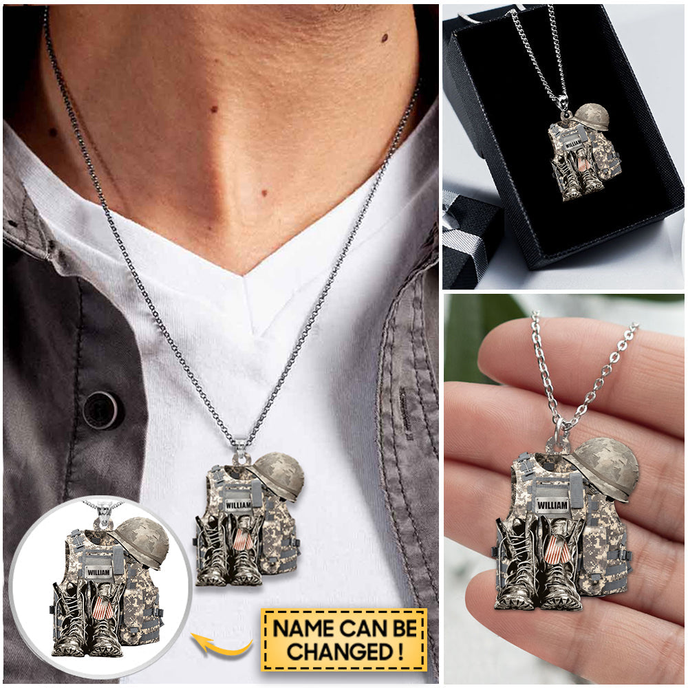 BOOTS & HAT - PERSONALIZED STAINLESS STEEL NECKLACE