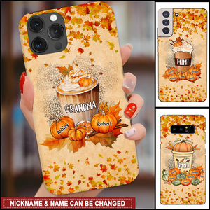 Grandma Mom Pumpkin Spice Latte Fall Season Personalized Phone Case