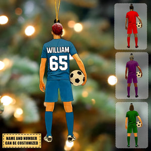 Personalized Soccer Player Acrylic Christmas Ornament For Soccer Lover