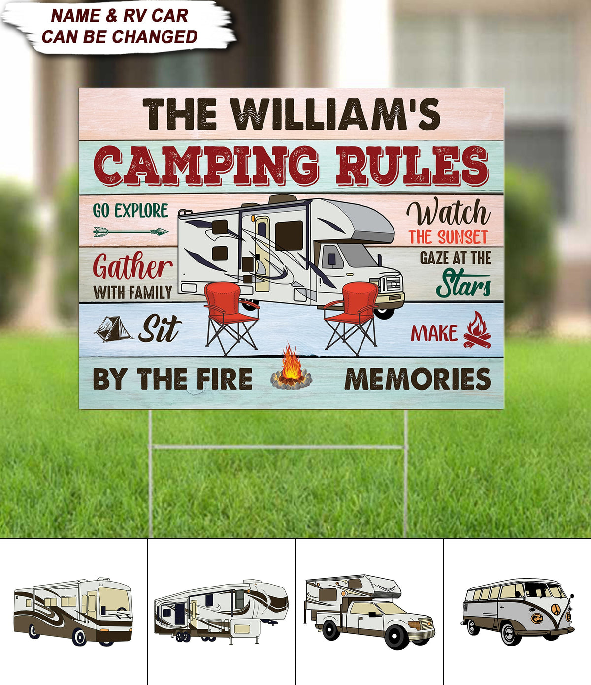 Camping Personalized Yard Sign - YS005PS11