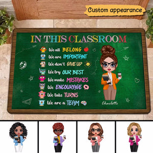 Owls And Doll Teacher In This Classroom Personalized Doormat