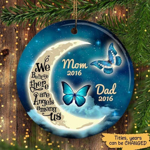 Moon And Butterflies Personalized Memorial Circle Ornament