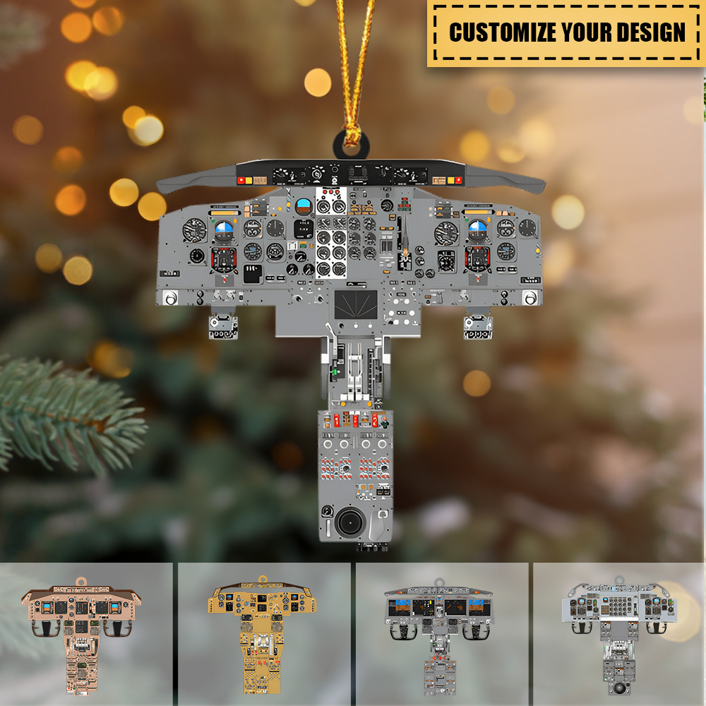 Personalized Christmas Airplane Cockpit Ornament, Gift For Airplane Lovers