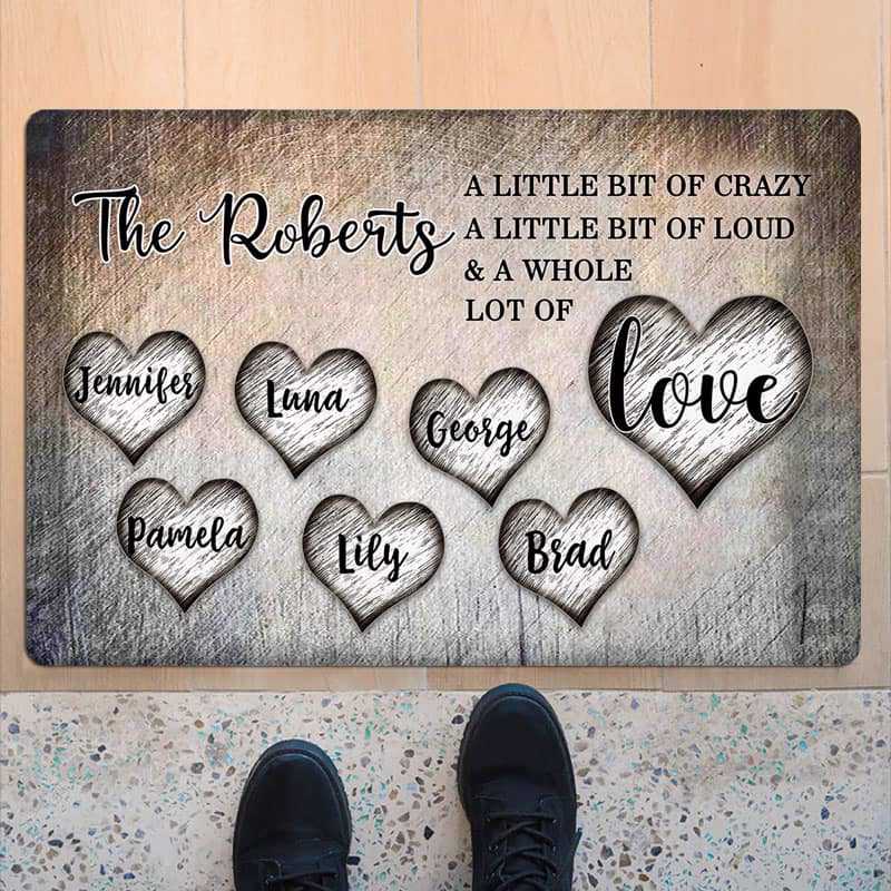Family Whole Lot Of Love Personalized Doormat