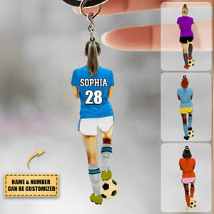 Personalized Female Soccer Player Acrylic Keychain For Soccer Lovers