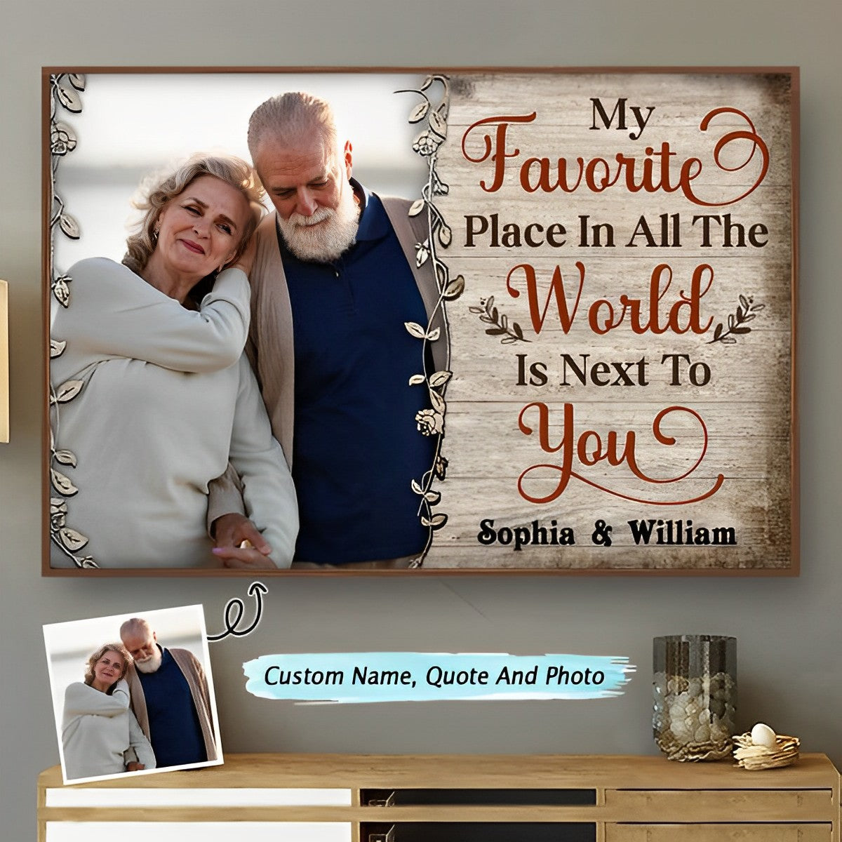 Custom Photo My Favorite Place In All The World Is Next To You - Gift For Couples - Personalized Custom Poster