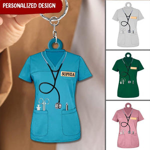 PERSONALIZED NURSE SCRUBS - GIFT FOR NURSE ACRYLIC KEYCHAIN