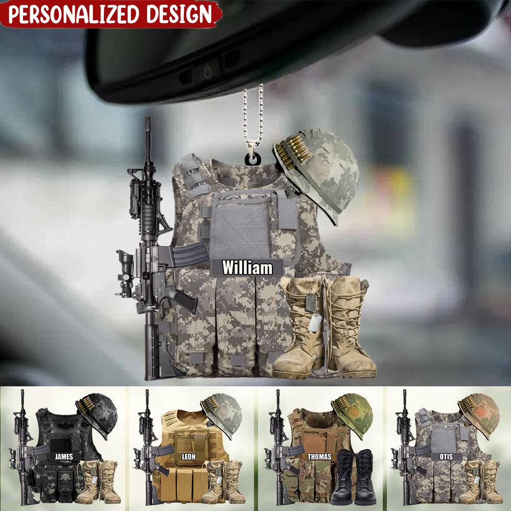 Personalized Uniform Car Ornament - Gift Idea For Veterans Soldier Gift