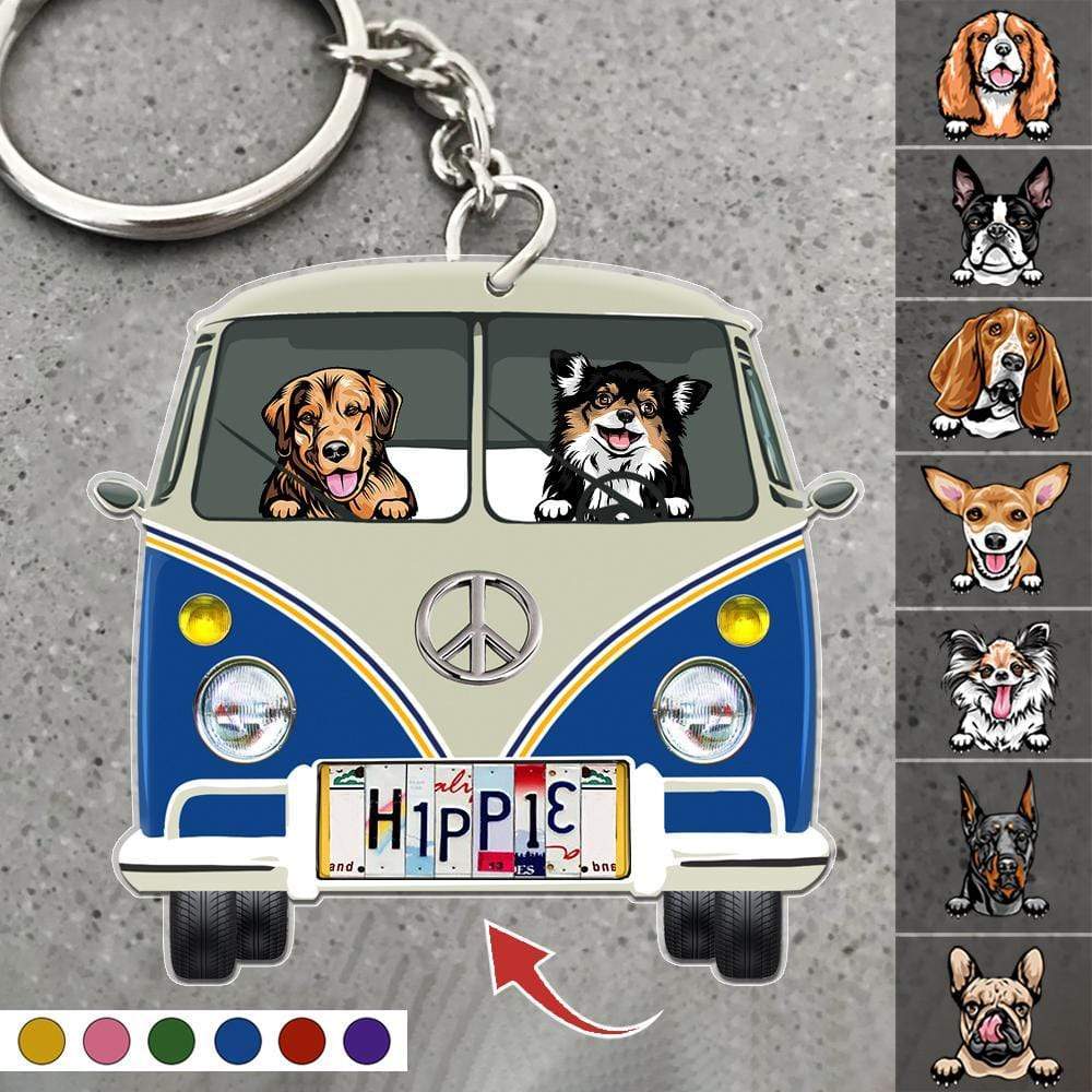 Vintage Van Dog Camping Personalized Flat Acrylic Keychain