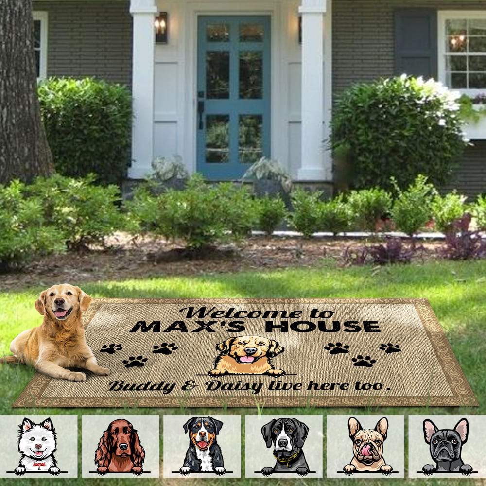 Welcome Dog's House Dog Patio Rug, Patio Mat