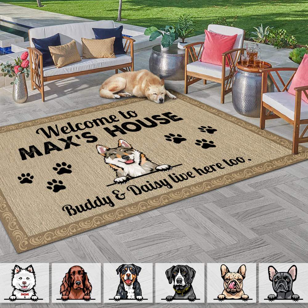 Welcome Dog's House Dog Patio Rug, Patio Mat