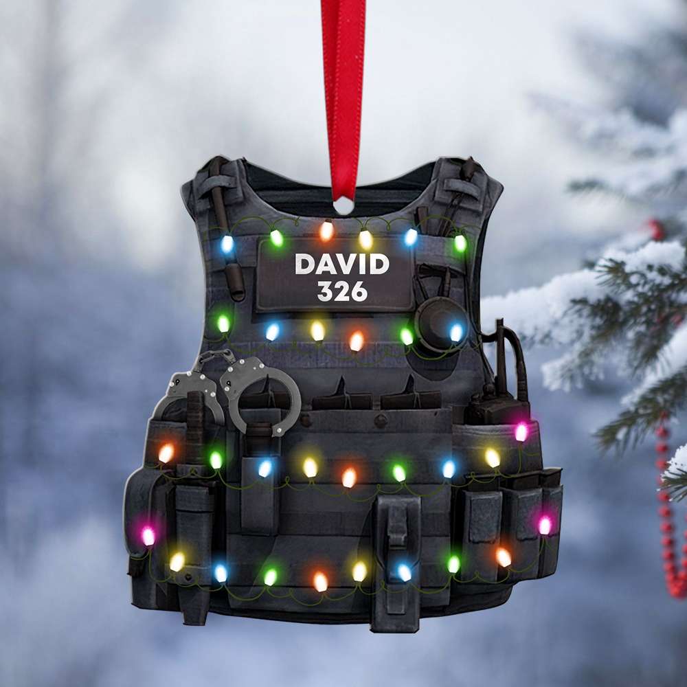 Police Bulletproof Vest Christmas -Personalized Christmas Ornament - Gift For Police