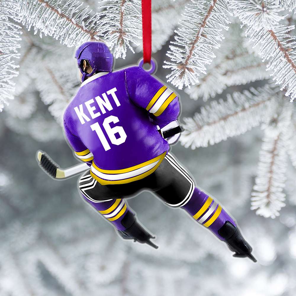 Hockey Player Shape, Personalized Hockey Christmas Ornament, Christmas Tree Decorations for Hockey Lovers