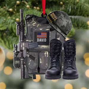 Veteran Bullet Proof Vest And Boots, Personalized Acrylic Ornament