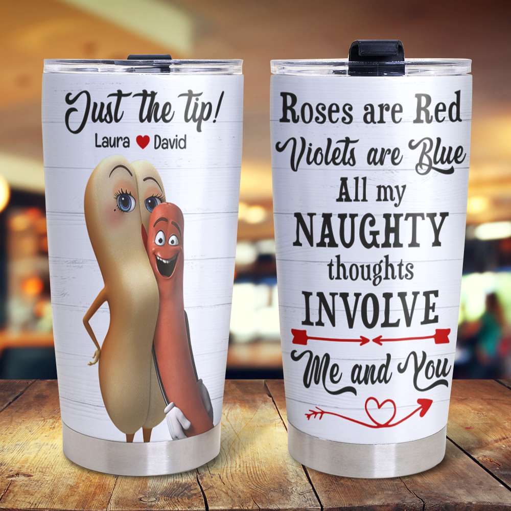Personalized Funny Couple Tumbler - All My Naughty Thoughts Involve Me and You