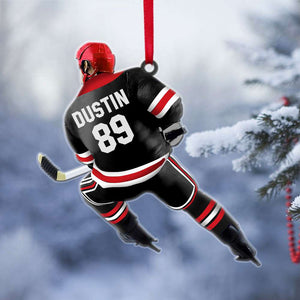 Hockey Player Shape, Personalized Hockey Christmas Ornament, Christmas Tree Decorations for Hockey Lovers