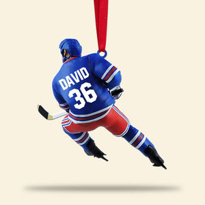 Hockey Player Shape, Personalized Hockey Christmas Ornament, Christmas Tree Decorations for Hockey Lovers