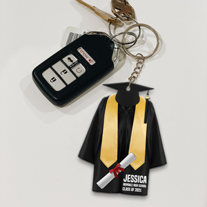 Graduation Gown, Personalized Keychain, Graduation Gift