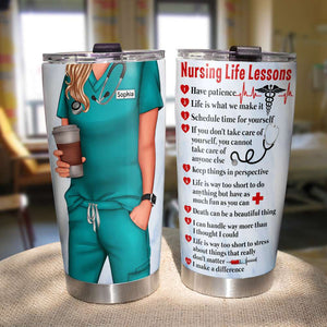 Nursing Life Lessons, Personalized Tumbler with Custom Nurse Uniform, Gift for Nurses