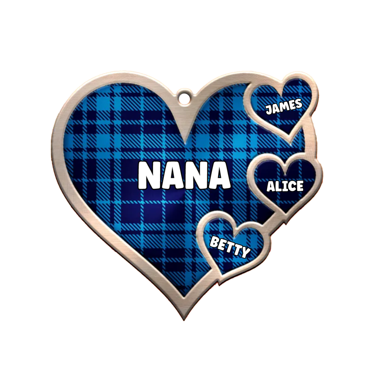 Family - Custom Grandma Heart - Personalized Keychain