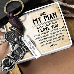 Personalized Motorcycle Keychain - To My Man - Ride Safe, I Need You Here With Me