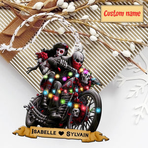 Skull Ghost Lover Couple Motorcycle Led Custom Ornament