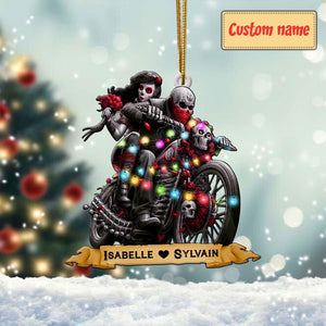 Skull Ghost Lover Couple Motorcycle Led Custom Ornament