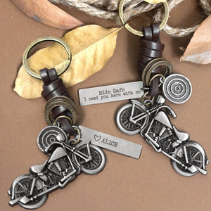 Personalized Motorcycle Keychain - To My Man - Ride Safe, I Need You Here With Me