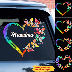 Personalized Grandma Mom Heart Butterflies Mother's Day Best Gift Decal