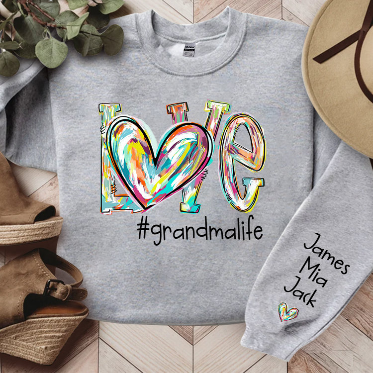 Love Grandma Mom Life Fall Autumn Color Clipart Custom Sweatshirt
