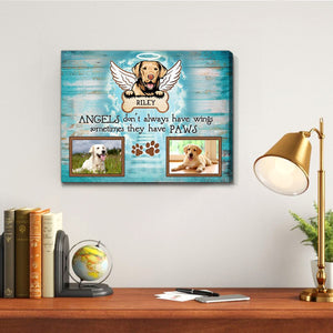 Unique Pet Loss Gifts Pet Photo Memorial With Angel Wings Dog Customized Gifts Poster