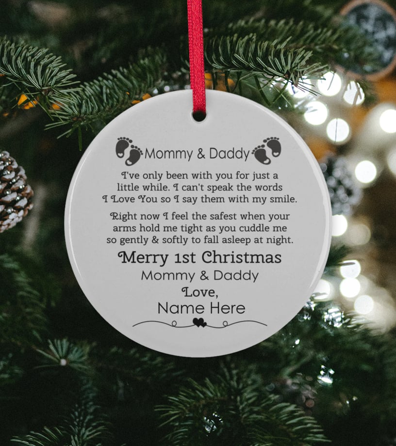 Round Ornament - Mommy Daddy 1st Christmas Special