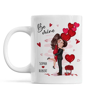 Be Mine Doll Couple Hugging Kissing Personalized Mug - Gift For Him Gift For Her