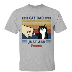 Best Cat Dad Fluffy Cat Personalized Light Color Shirt