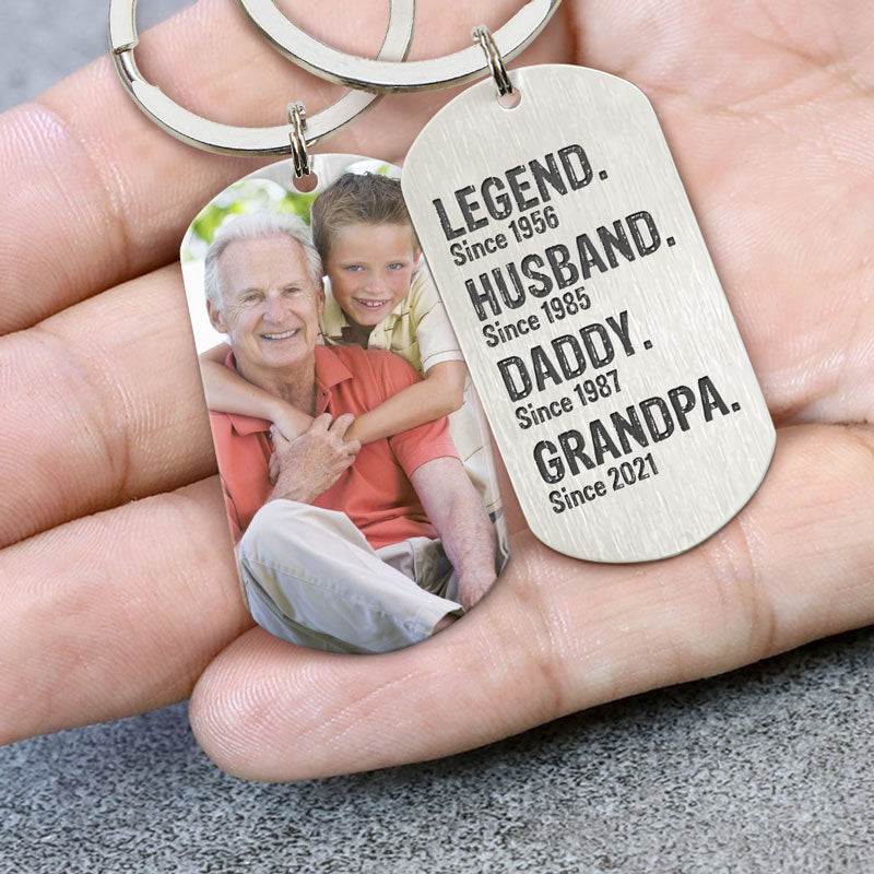 Legend Husband Daddy Grandpa, Personalized Keychain, Gifts For Him, Custom Photo