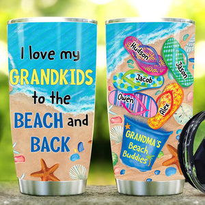 Nana's Beach Buddies Summer Flip Flop Personalized Glitter Tumbler Perfect Gift for Grandmas Moms Aunties