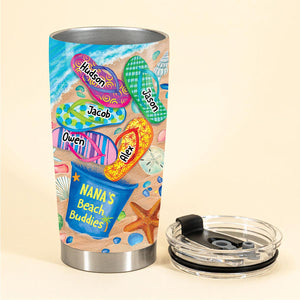 Nana's Beach Buddies Summer Flip Flop Personalized Glitter Tumbler Perfect Gift for Grandmas Moms Aunties